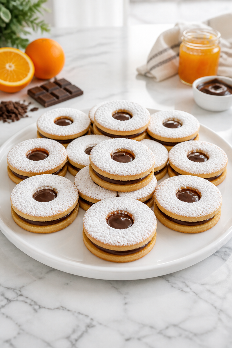 Chocolate Orange Linzer Cookie Sandwich