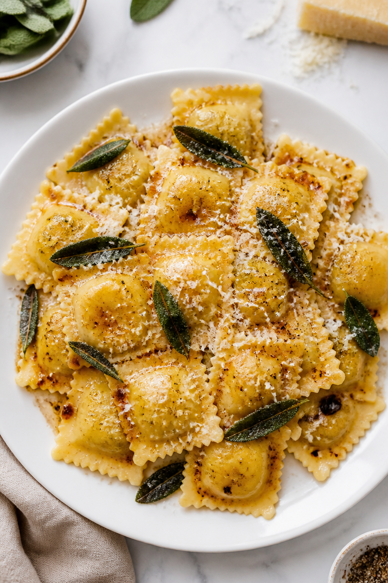 Pumpkin Ravioli Brown Butter Sage