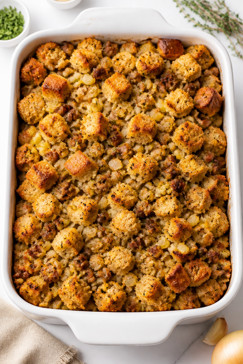 Cornbread Sausage Dressing Bake Dish