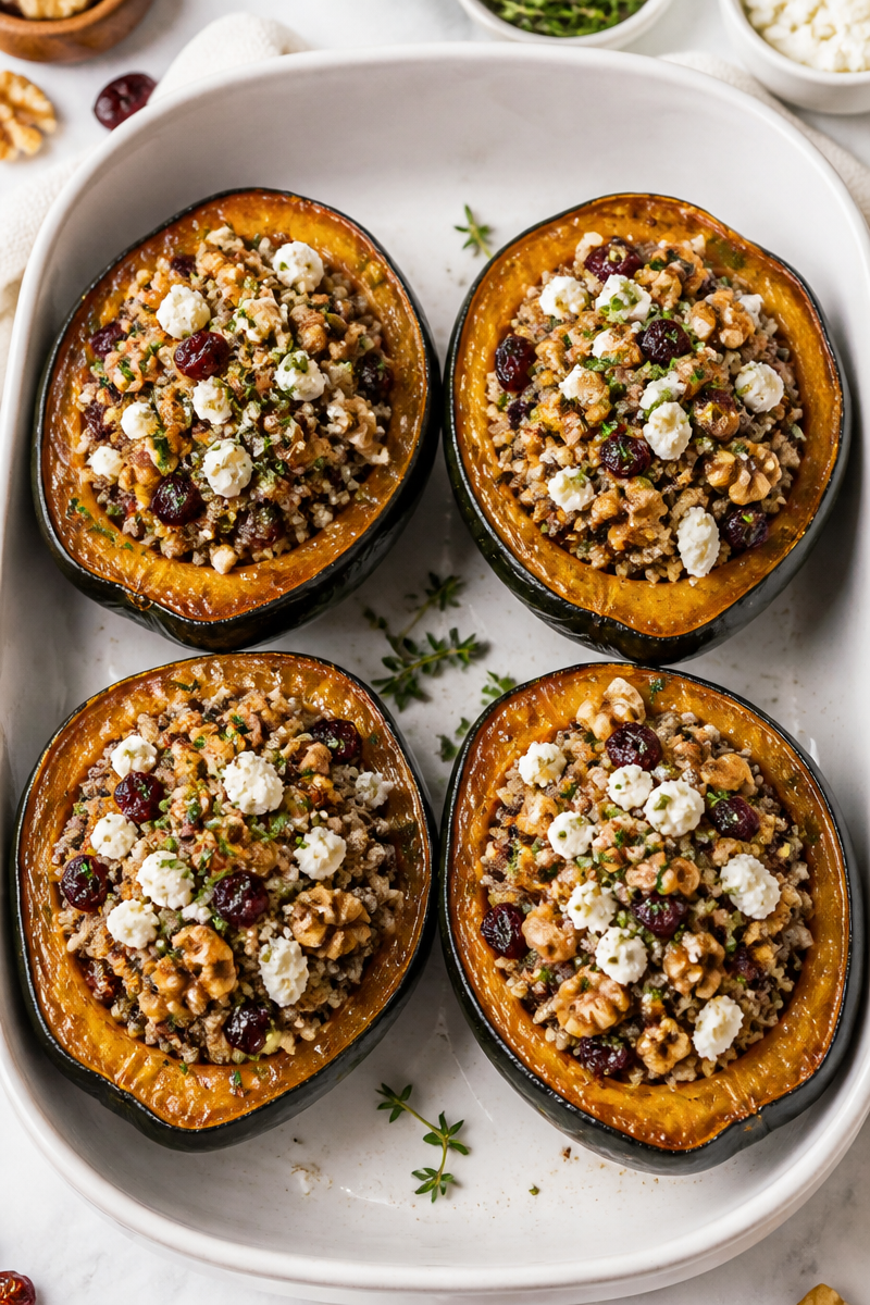 Acorn Squash Walnut Stuffed Bake