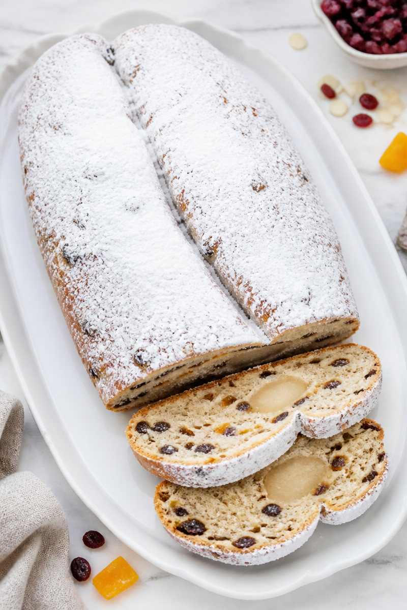 Classic German Stollen Bread Loaf