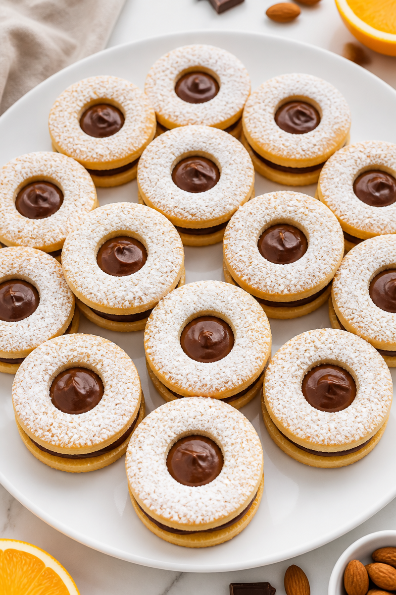 Chocolate Orange Linzer Cookie Sandwich