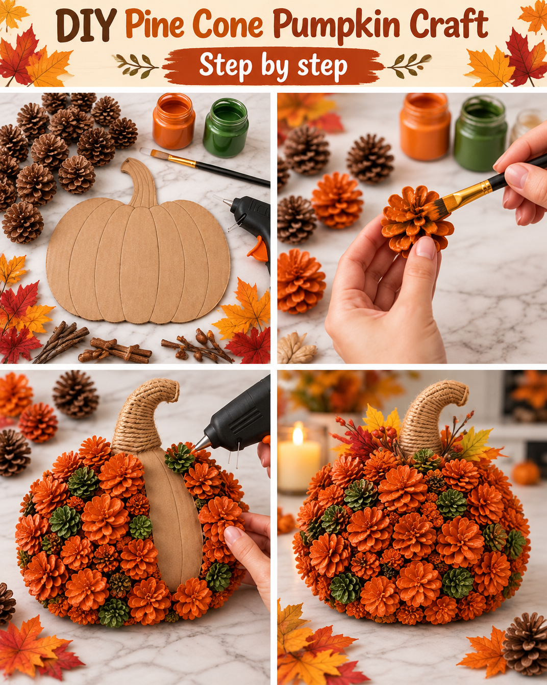 DIY Pine Cone Pumpkin 🎃 🌲