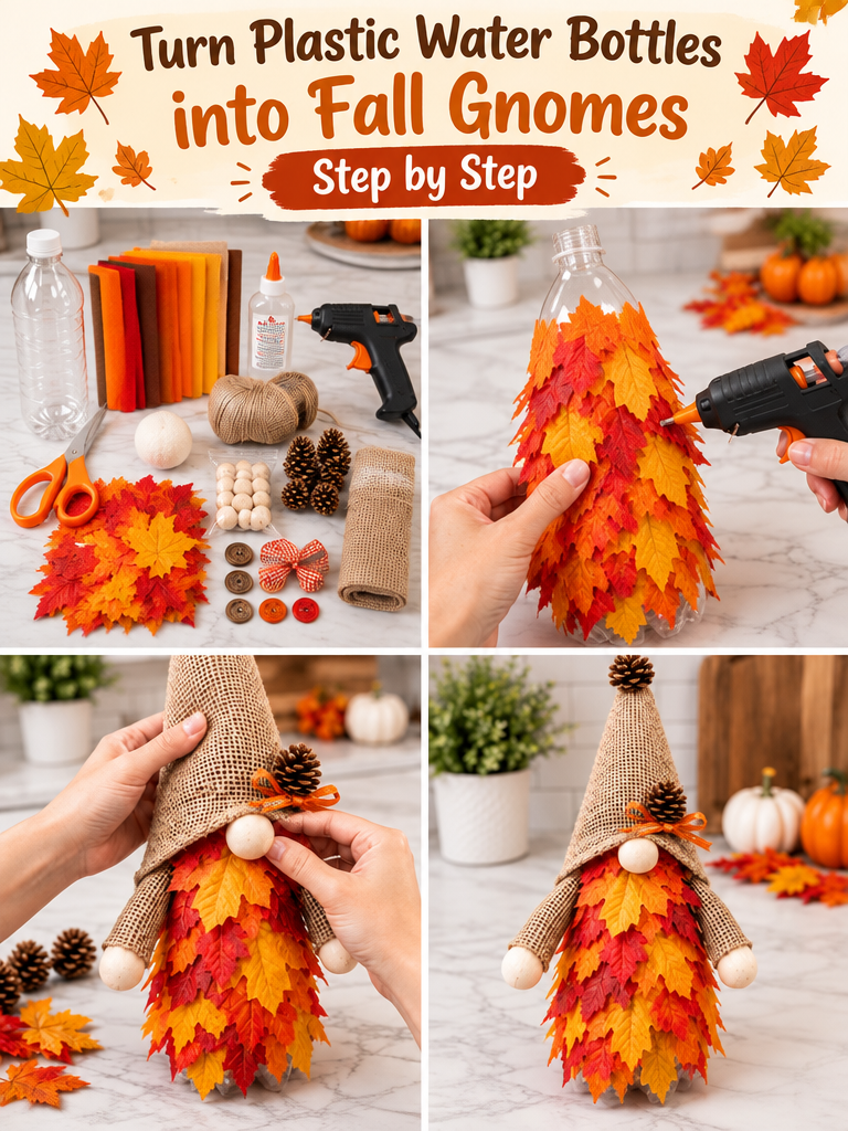 Turn Plastic Water Bottles into Adorable Fall Gnomes 🍁