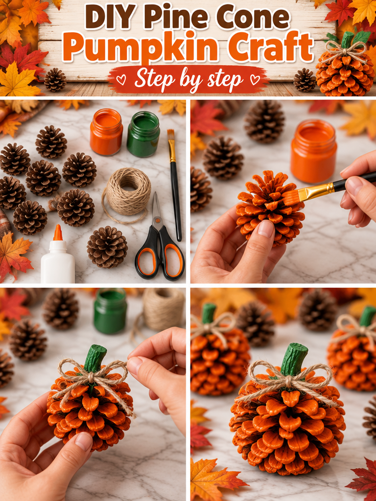 DIY Pine Cone Pumpkin Craft 3 DIY Pine Cone Pumpkin 🎃 🌲