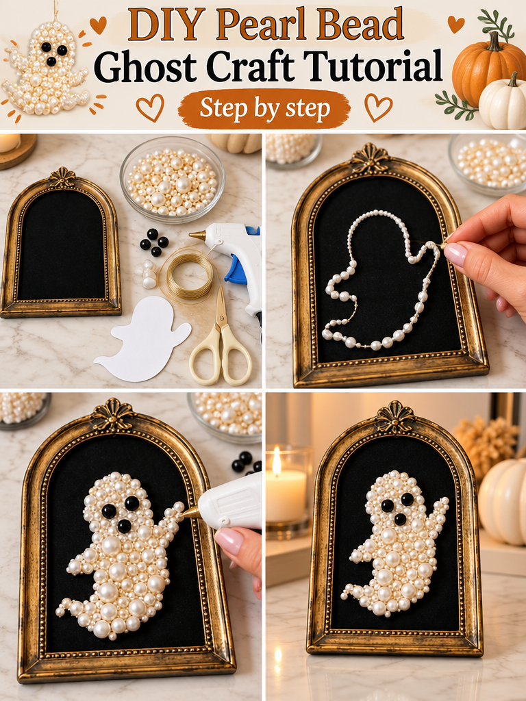 DIY Pearl Bead Ghost Craft Tutorial 5 DIY Pearl Bead Ghost 👻