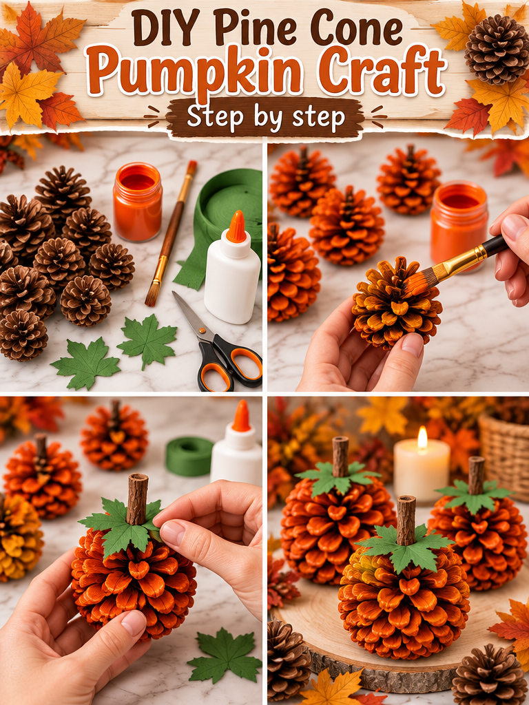 DIY Pine Cone Pumpkin Craft 5 DIY Pine Cone Pumpkin 🎃 🌲