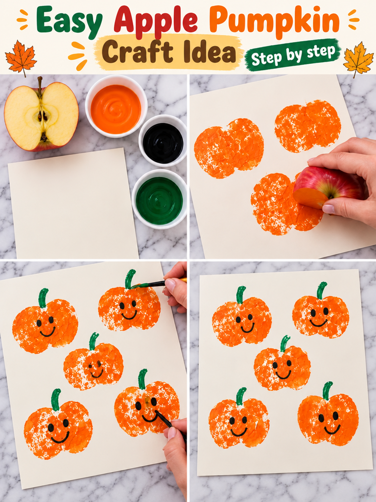 Easy Apple Pumpkin Craft Idea 5 Apple Pumpkin Craft 🍏 🎃