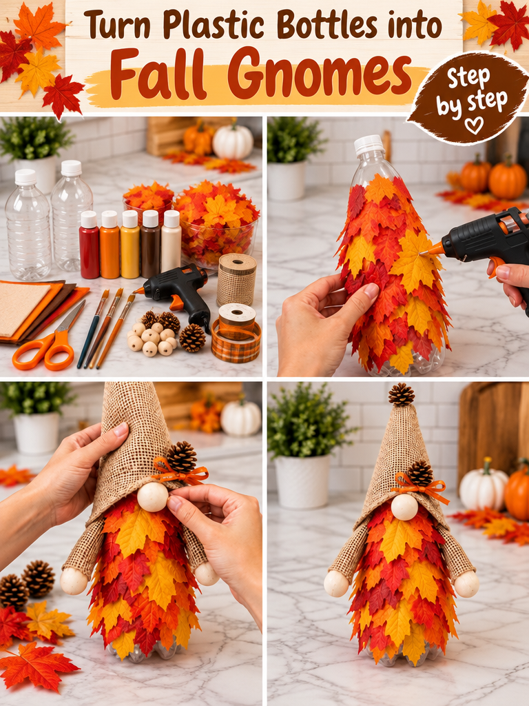 Turn Plastic Bottles into Fall Gnomes 5 Turn Plastic Water Bottles into Adorable Fall Gnomes 🍁