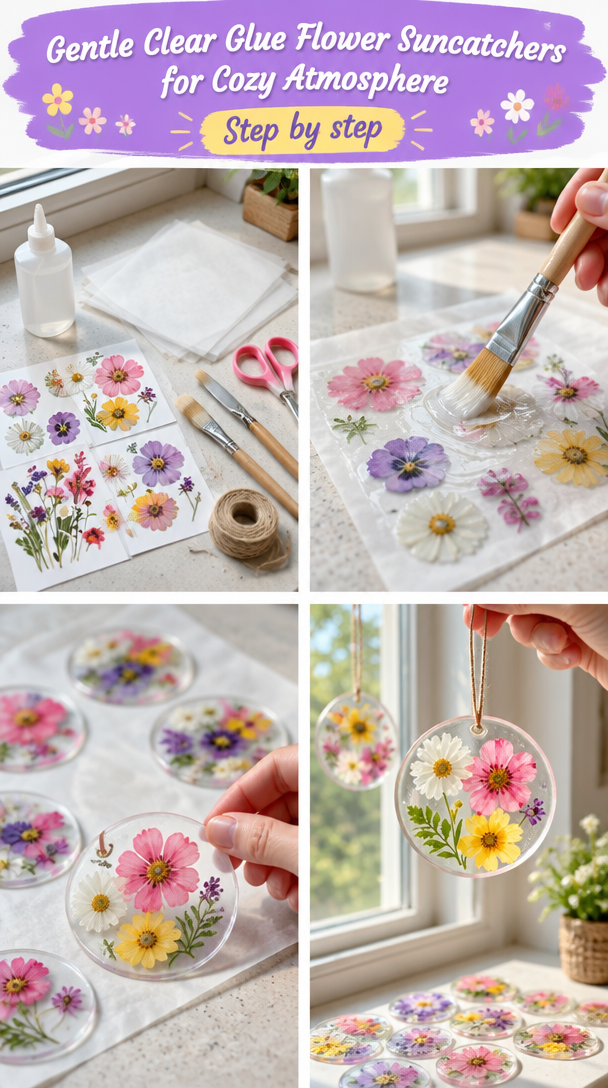 Gentle Clear Glue Flower Suncatchers for a Cozy, Soothing Atmosphere