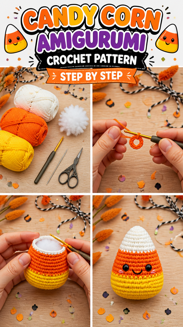 Whimsical Halloween Candy Corn Amigurumi: Crochet PDF Pattern