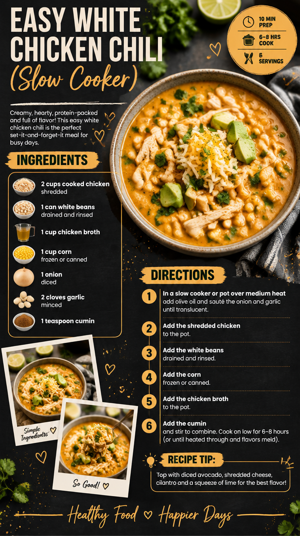 Easy White Chicken Chili (Slow Cooker)