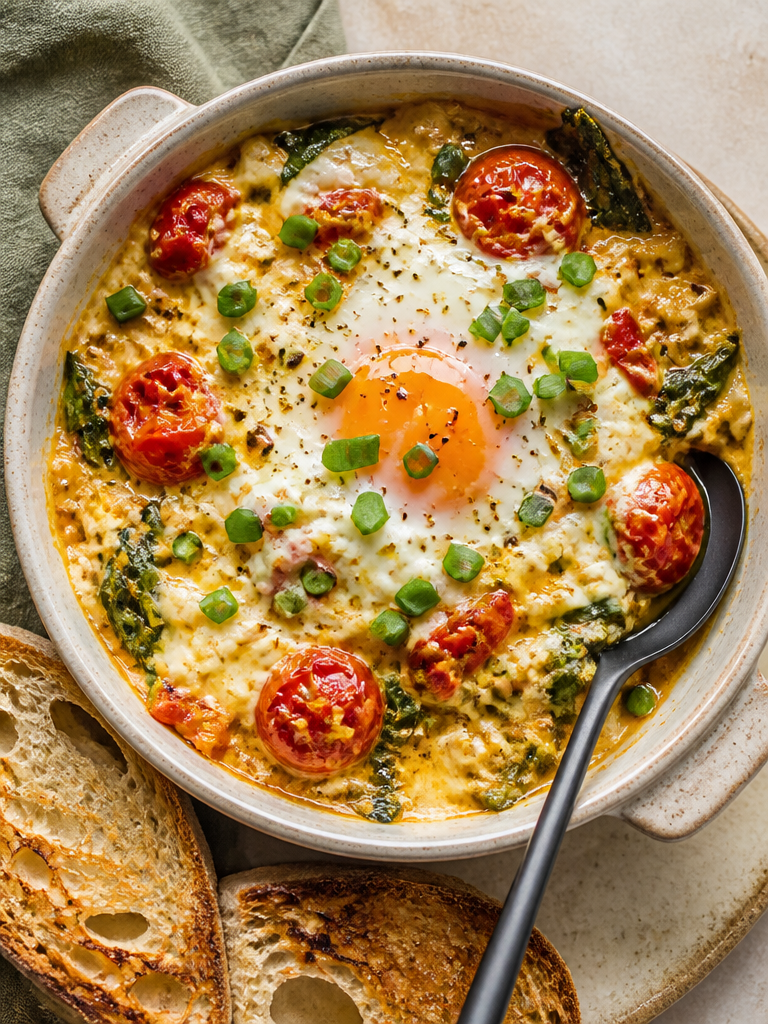 Receta de Huevos con Feta al Horno | Receta en 2024 | Recetas de desayuno de la dieta mediterránea, receta mediterránea