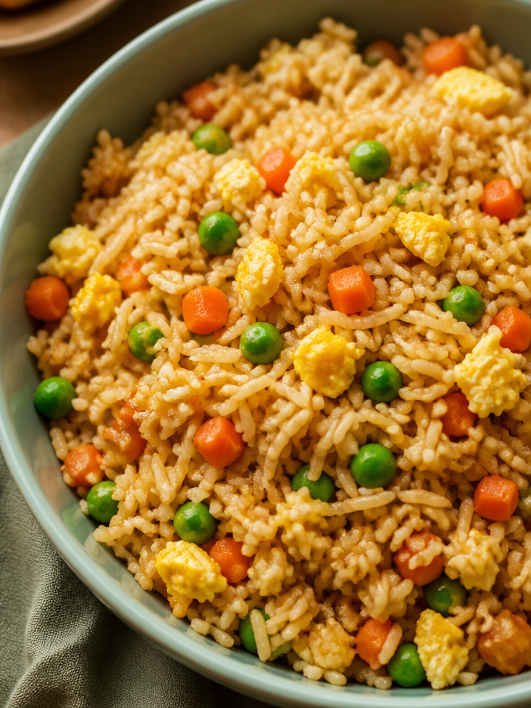 Arroz frito con pollo en olla a presión