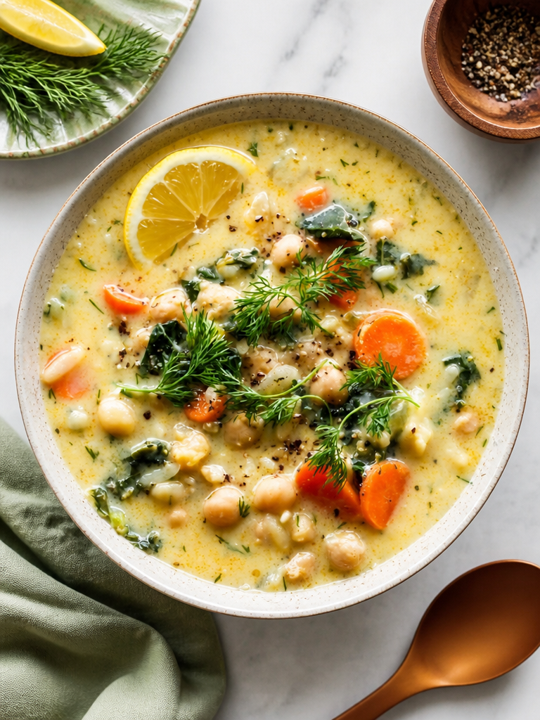Sopa de Garbanzos Griega con Limón