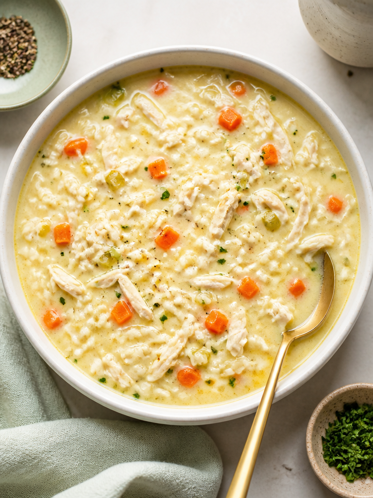 Sopa de Pollo y Arroz Casera Fácil