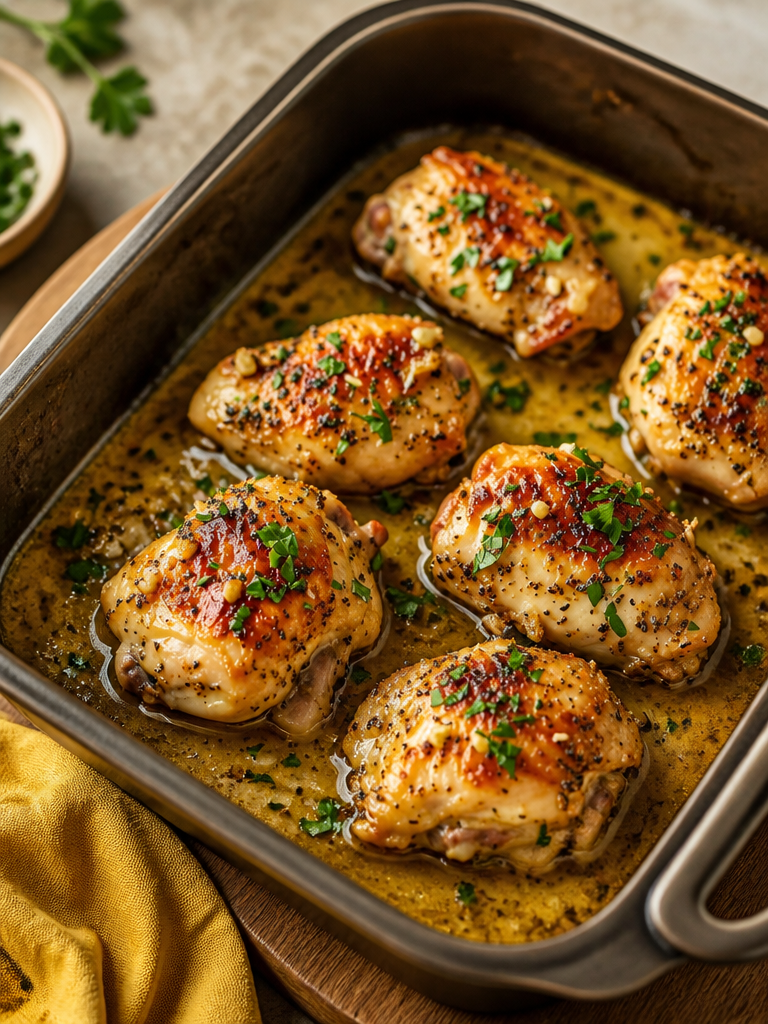 Receta de Pollo al Horno con Mantequilla de Ajo 🧄