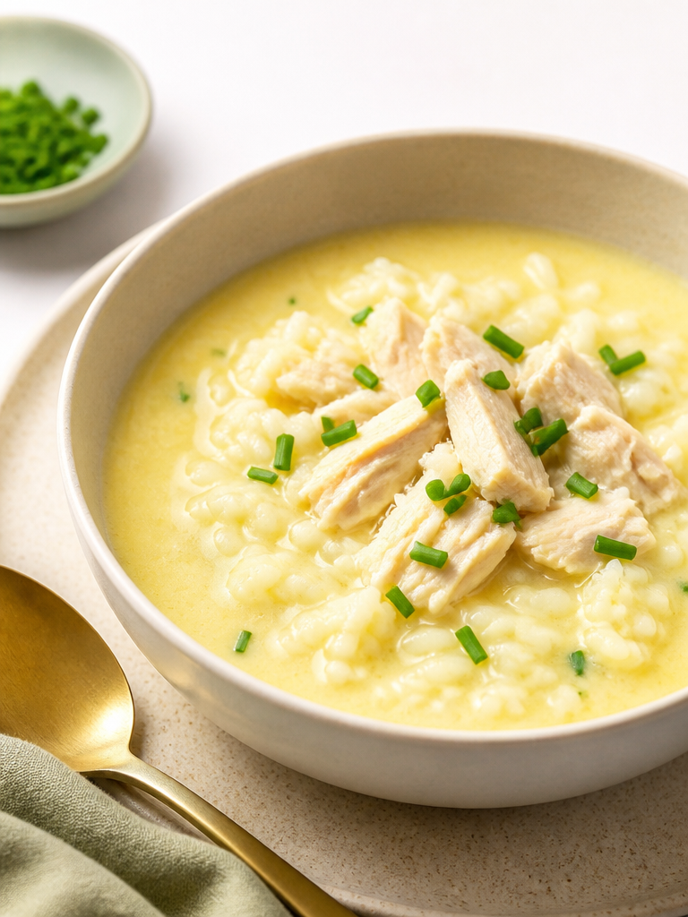 Sopa de Pollo Griega con Limón