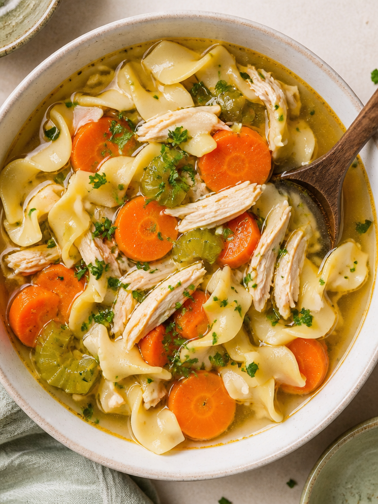 Sopa de Fideos con Pollo Asado Fácil | Estufa y Olla de Cocción Lenta