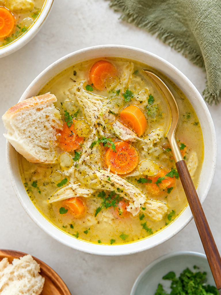 Sopa de Pollo y Arroz Sanadora (¡caldosa!)