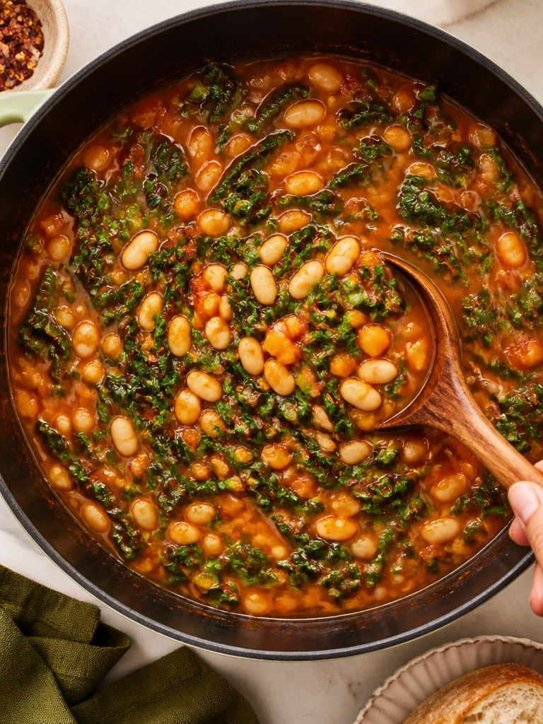 Sopa de Kale Mediterránea Saludable (Comida Baja en Colesterol)