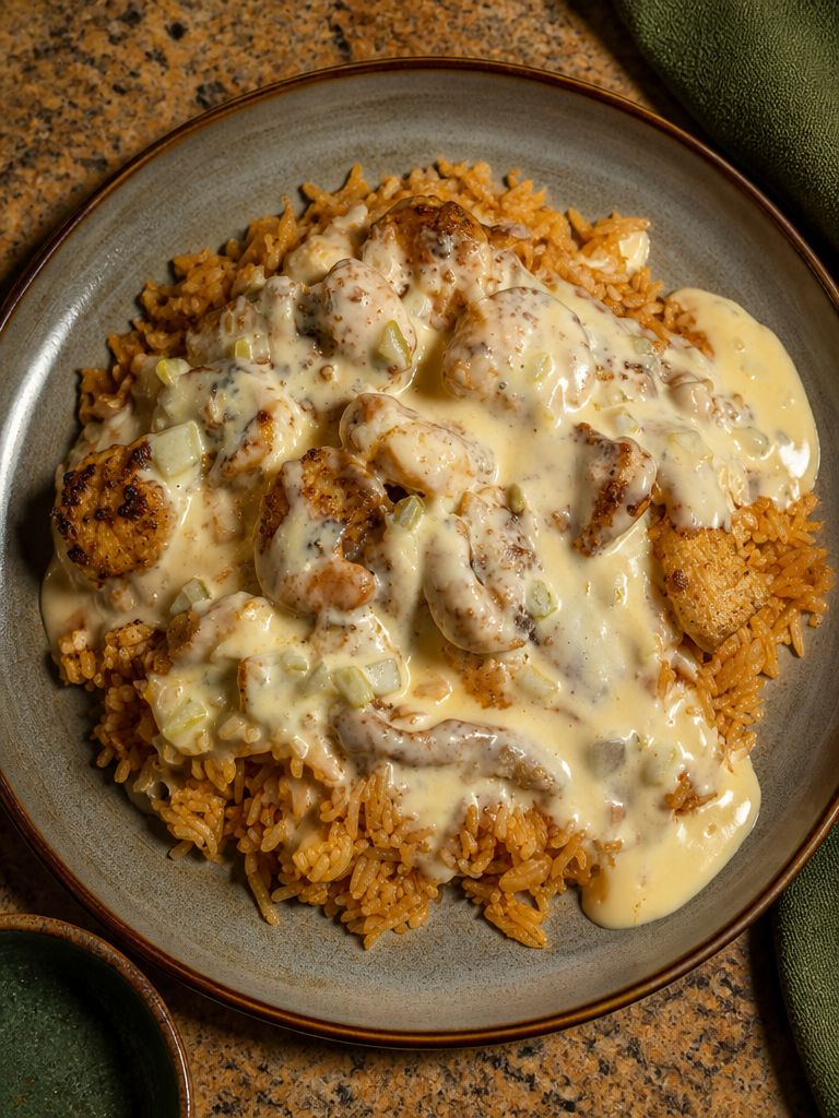 Arroz con Pollo y Camarones (Pollo, Camarones y Arroz con Queso)