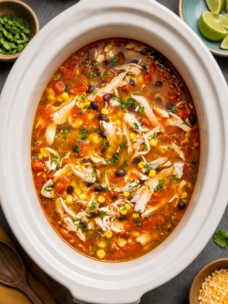 Sopa de Fajitas de Pollo en Olla de Cocción Lenta