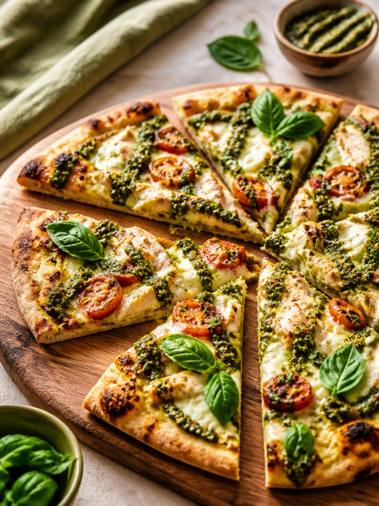 Flatbread de pollo pesto