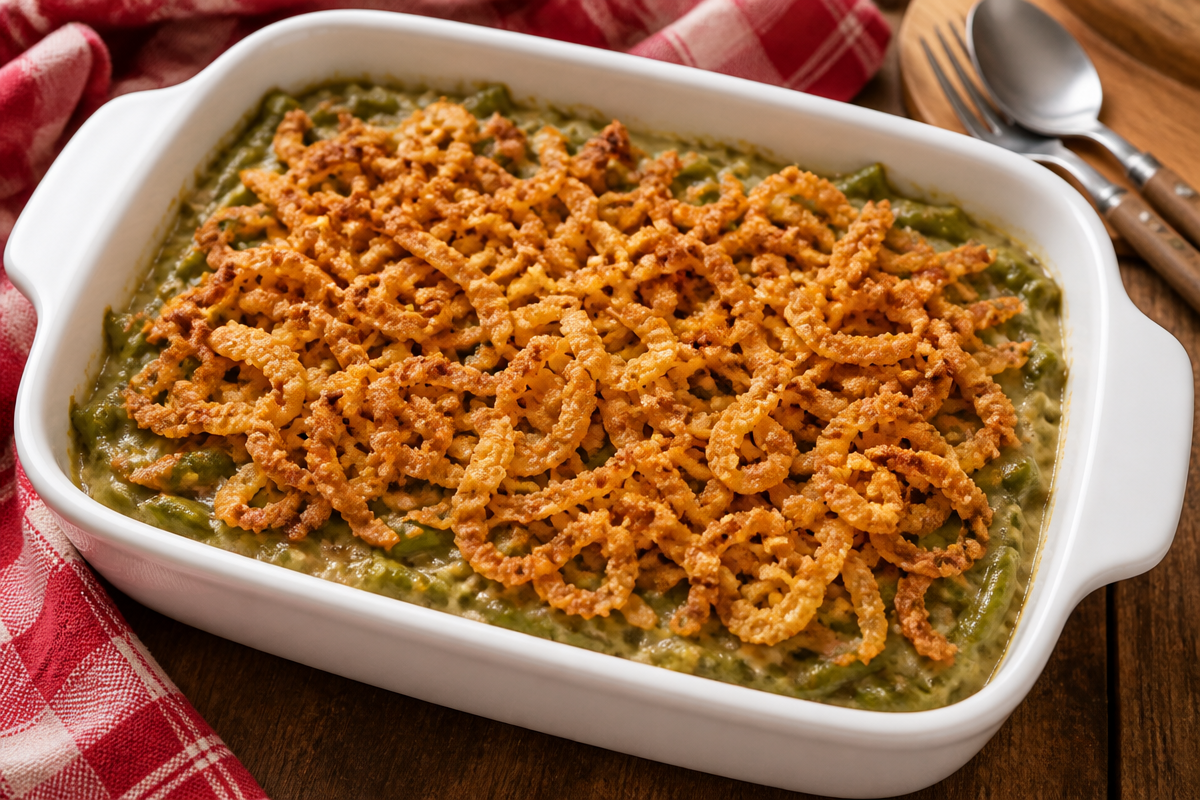Classic Green Bean Casserole Recipe: Perfect Holiday Side Dish | Corn Tamales, Thanksgiving Dinner Recipes, Green Bean Casserole Recipe
