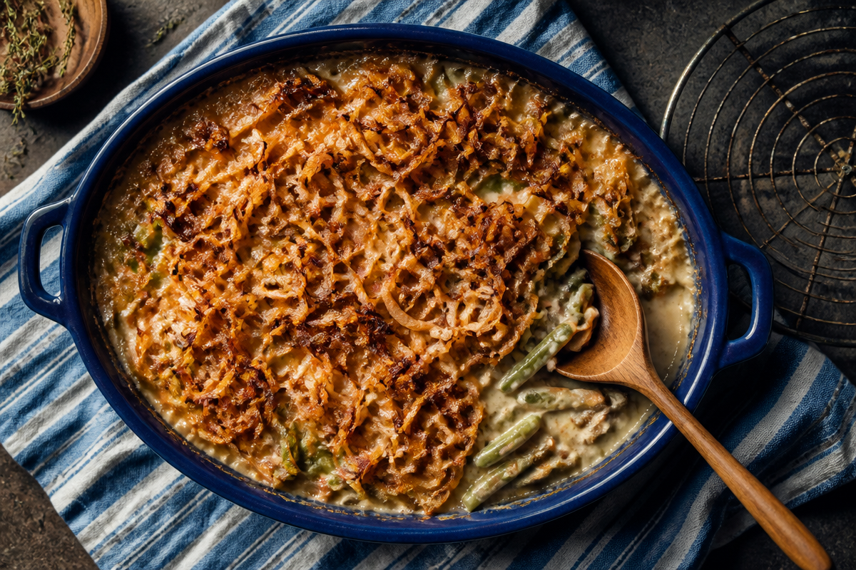 Ina Garten Green Bean Casserole Recipe | Green bean casserole with cream of mushroom soup, Classic green bean casserole, Recipes to try