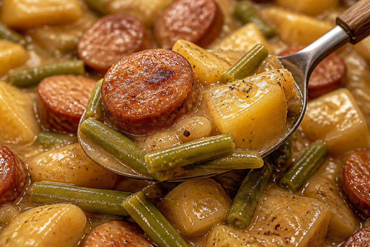 Crockpot Kielbasa Potatoes and Green Beans You'll Want on Repeat 🌭