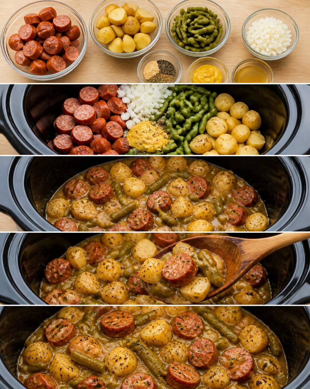 Crockpot Kielbasa Potatoes and Green Beans You'll Want on Repeat 🌭