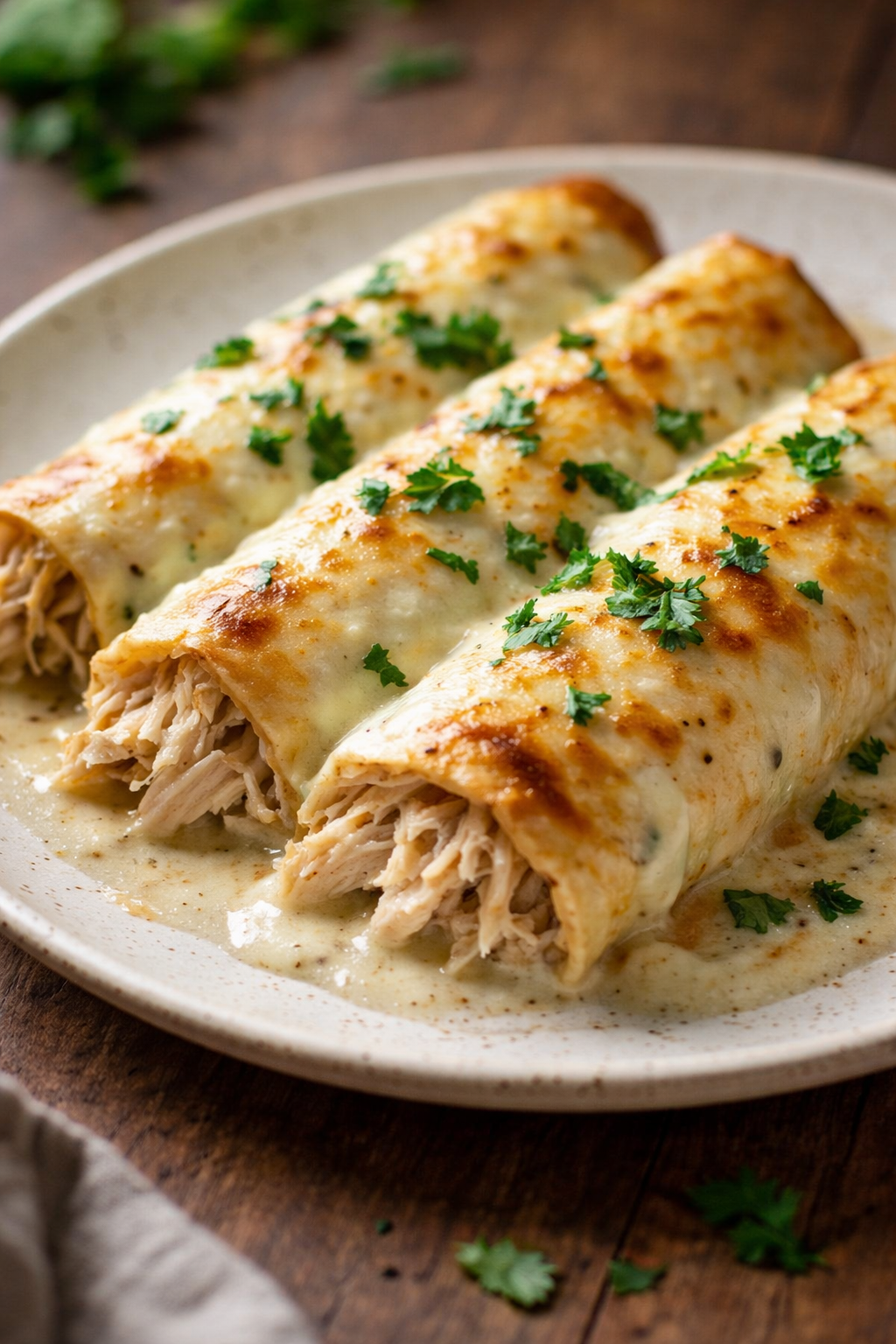 White Rotisserie Chicken Enchiladas