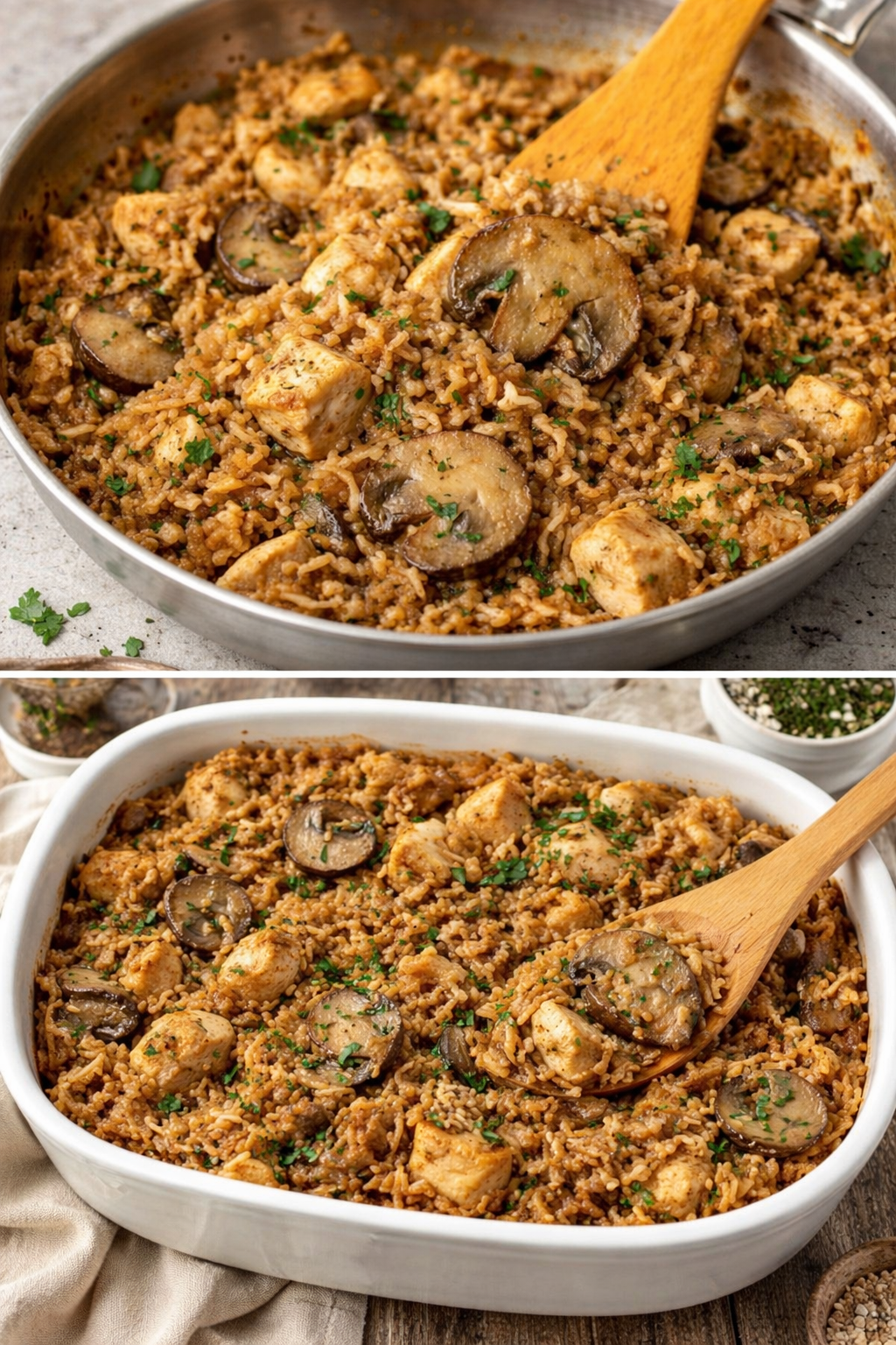 Stick of Butter Chicken and Rice (Easy One-Pan Baked Recipe) | Rice Chicken and Mushrooms in One Pan, Butter Chicken Over Rice, Butter Chicken and Rice Casserole