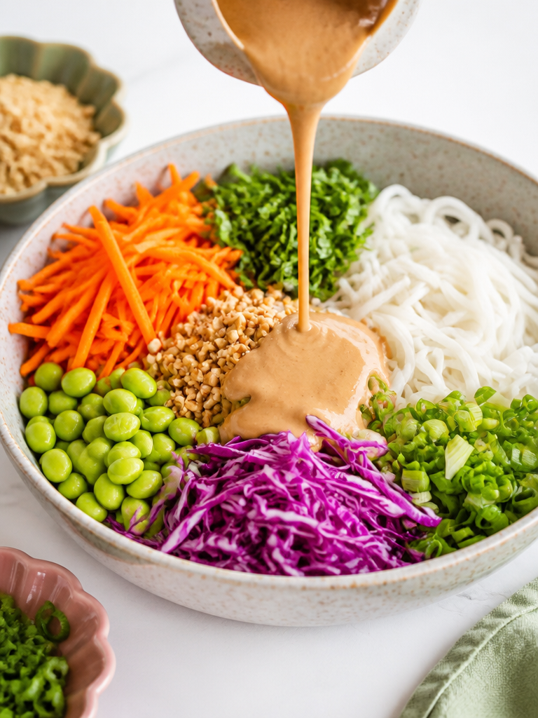 Ensalada de fideos tailandeses con cacahuate
