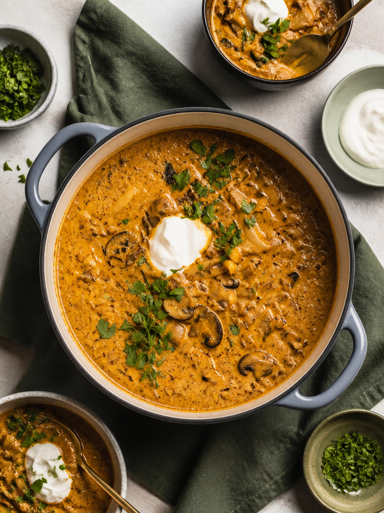 Sopa de champiñones húngara cremosa