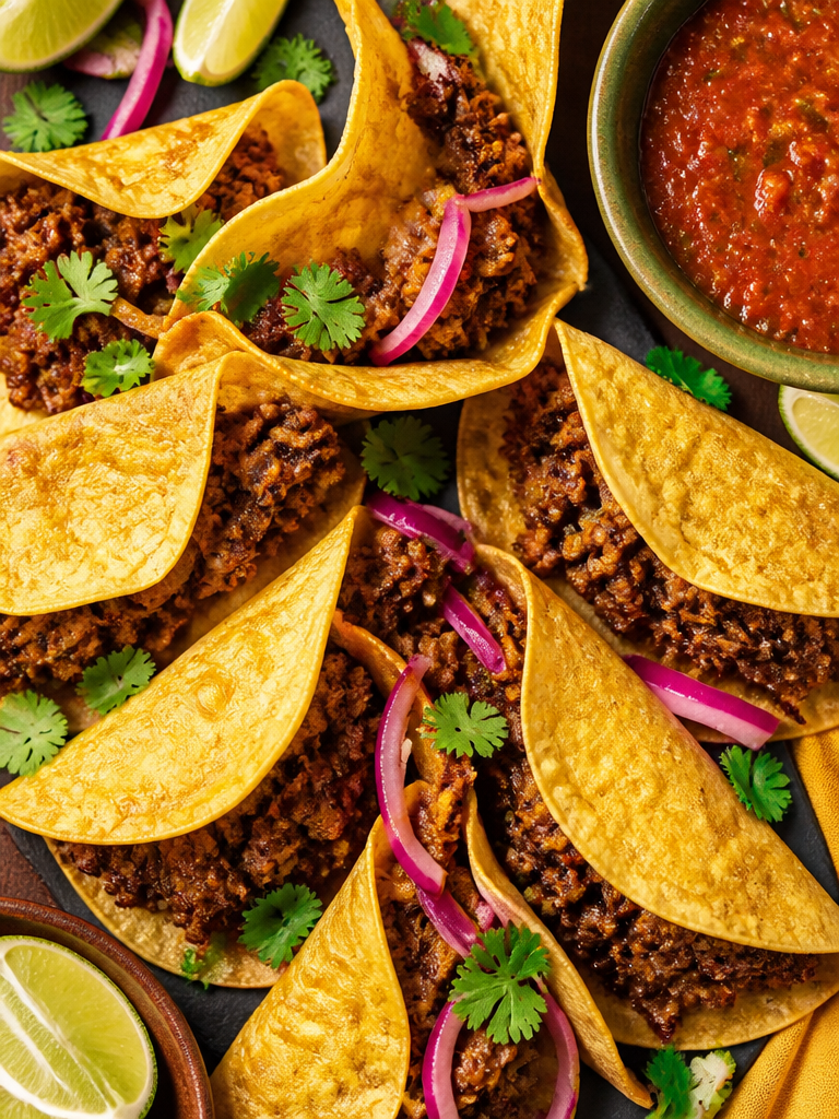 Tacos crujientes de carne molida