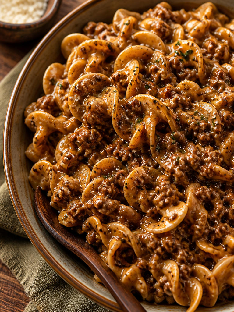 Receta de carne de res y fideos en una sola sartén