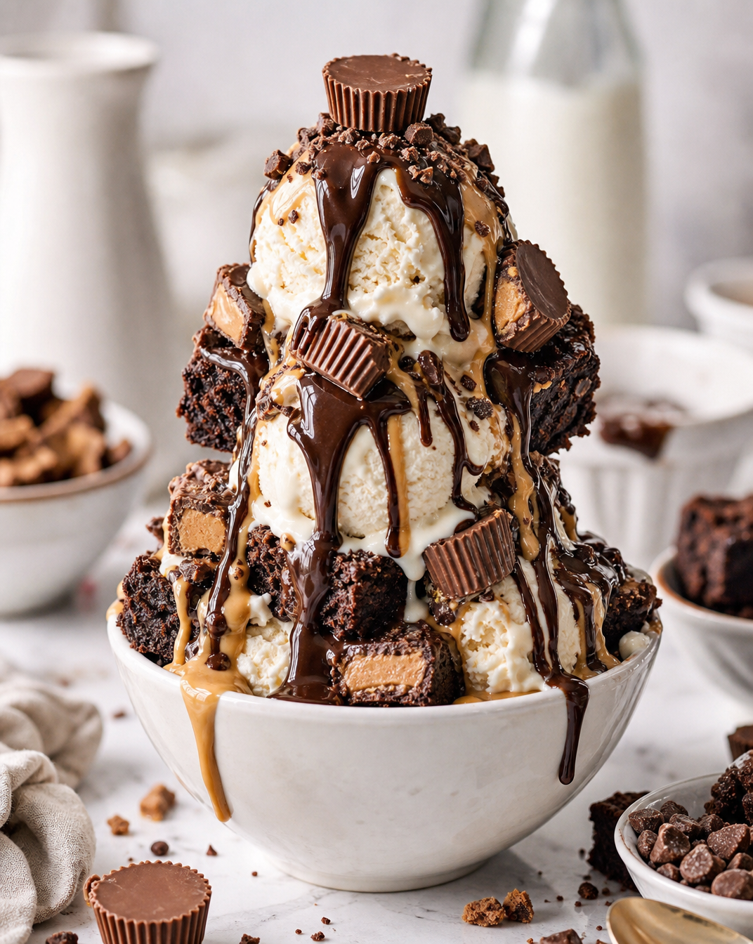 The Ultimate Chocolate Peanut Butter Brownie Sundae