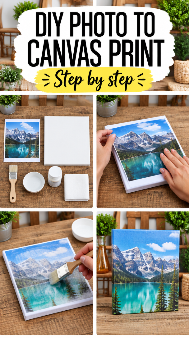 It only takes minutes to do this simple and easy DIY project. Transfer a photo to canvas for some gorgeous art for you h… | Paper art framed, Canvas decoration ideas, Diy canvas print