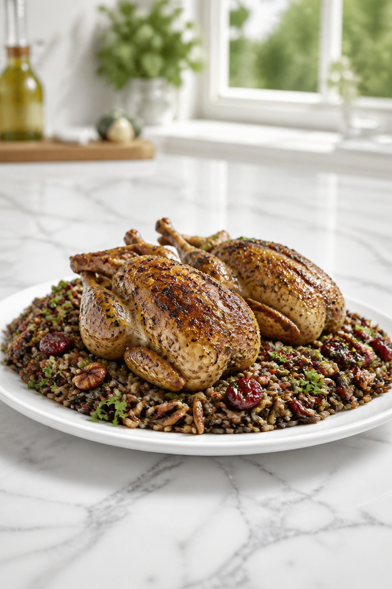 Herb Roasted Quail Wild Rice