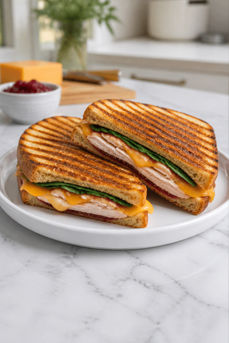 Leftover Turkey Panini Grilled Cheese