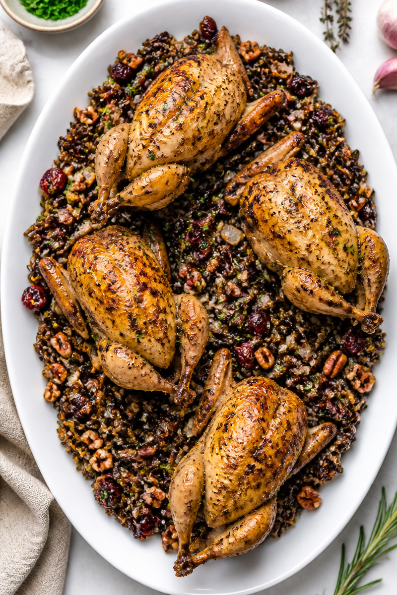 Herb Roasted Quail Wild Rice
