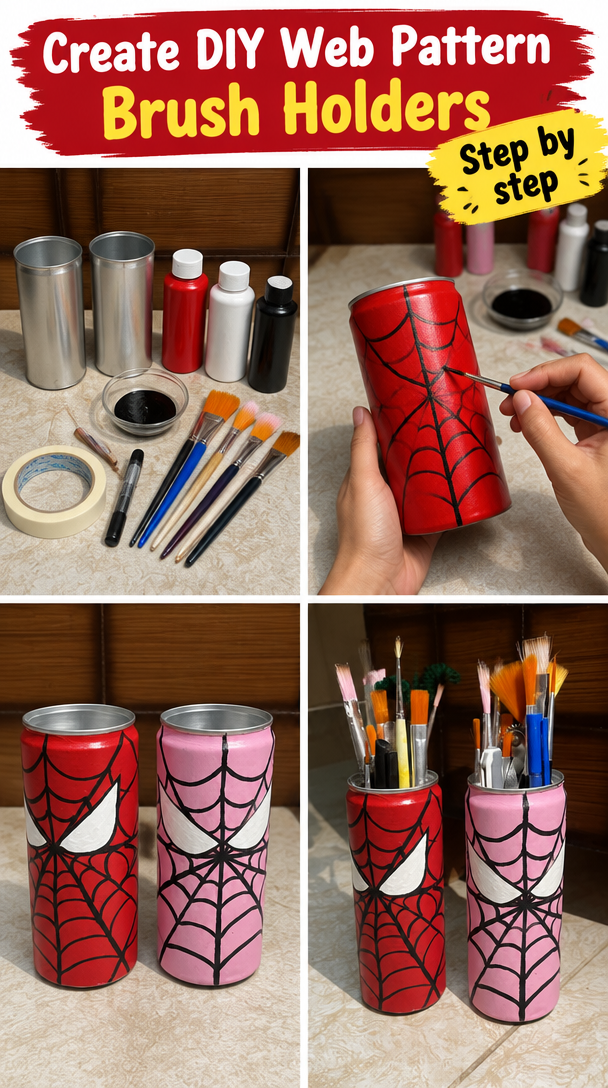 DIY Spider-Man brush holders 🕷️🎨