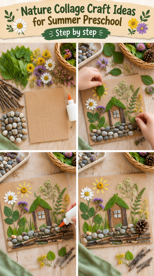 Nature Collage Craft Ideas for Summer Preschool Activities