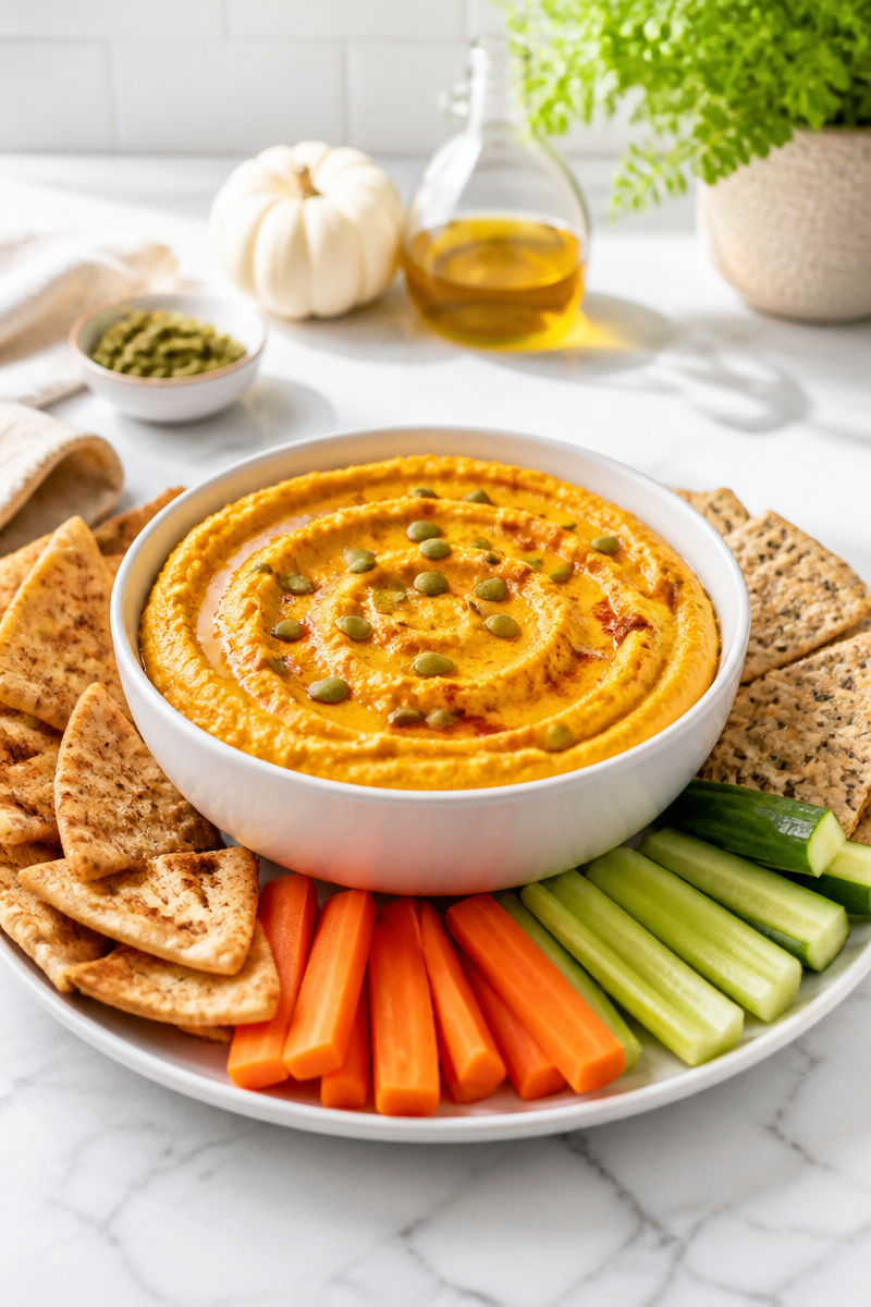 Roasted Pumpkin Hummus Dip Bowl