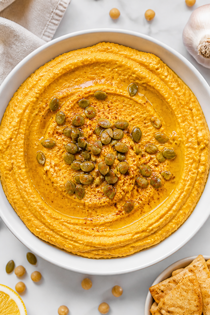 Roasted Pumpkin Hummus Dip Bowl