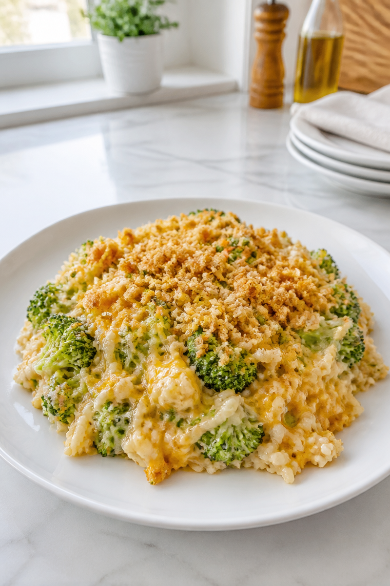 Cheesy Broccoli Rice Casserole Side