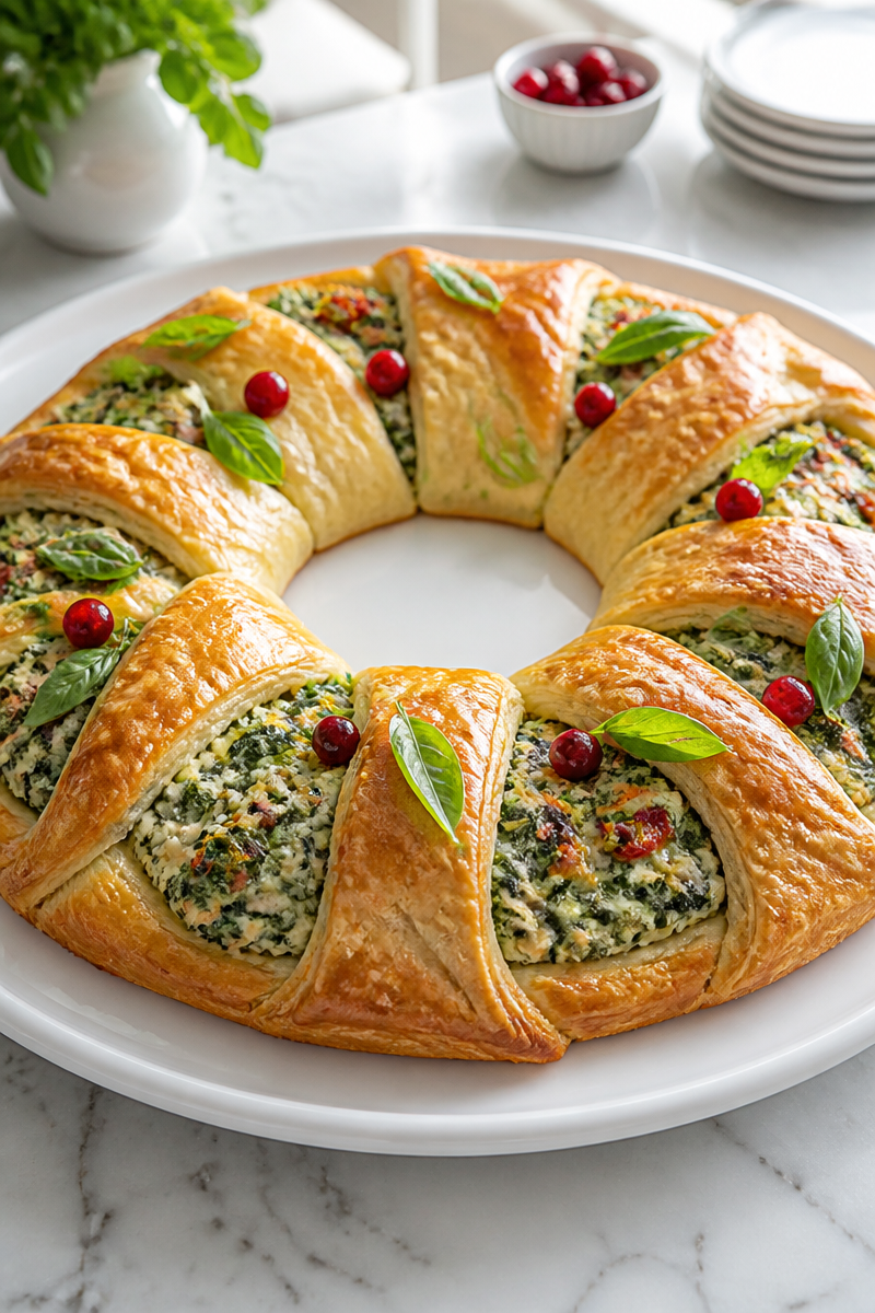 Spinach Artichoke Puff Pastry Wreath