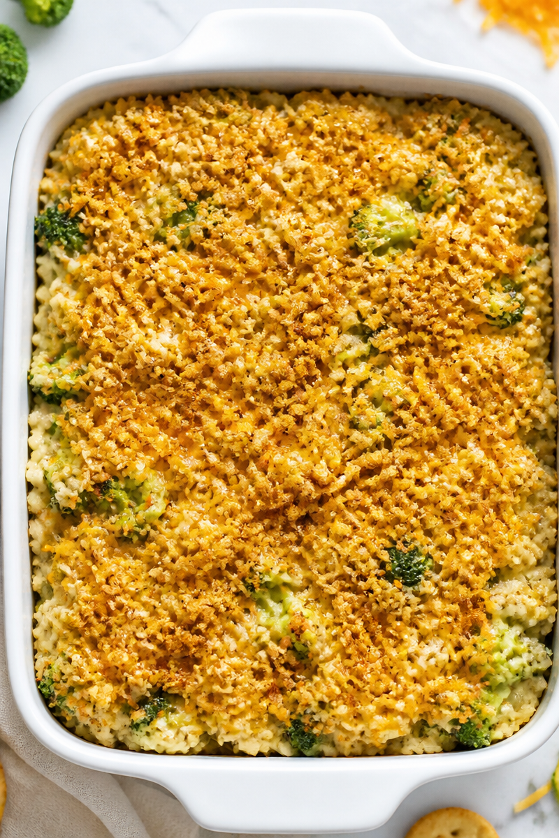 Cheesy Broccoli Rice Casserole Side
